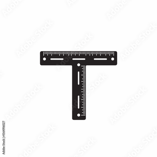 Black t-square ruler, precision measuring tool for carpentry and construction.  T-square design ensures accurate angles and measurements for woodworking projects.