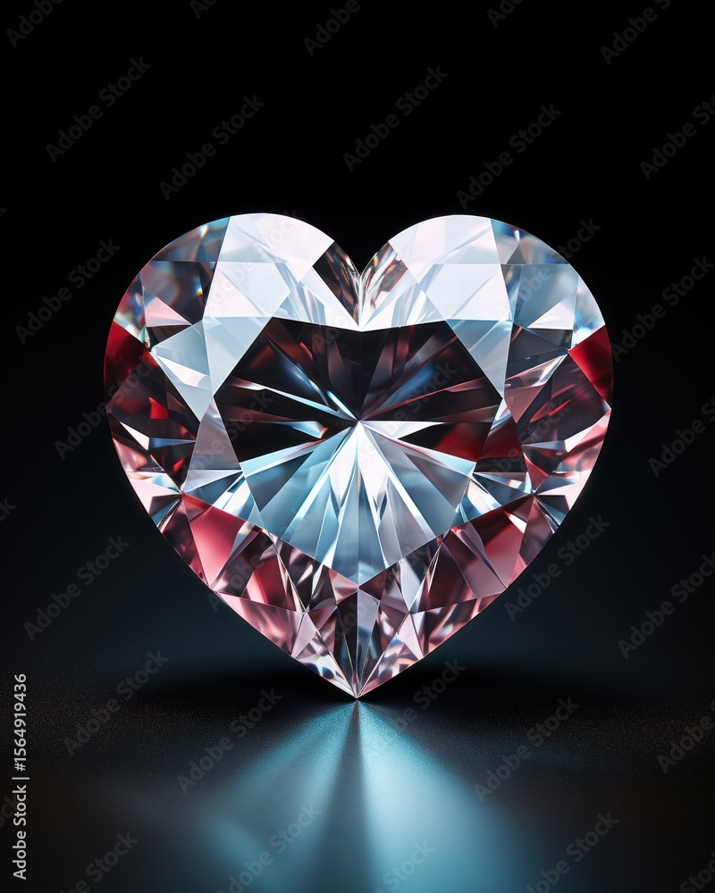 Fototapeta premium Heartshaped Diamond On Dark Black Background