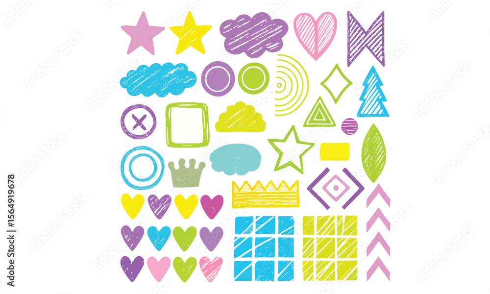 Fototapeta premium Kid crayon doodle set vector