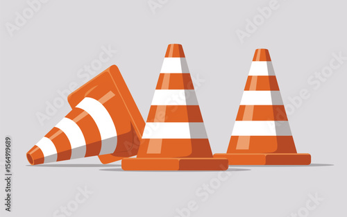 Orange Traffic Safety Cones Illustration