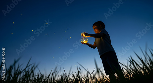 Firefly Dreams: Boy Captures the Night's Magic in a Jar