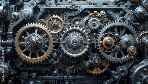 Endless Automation Cycle Depicting Gear Work and Perpetual Motion