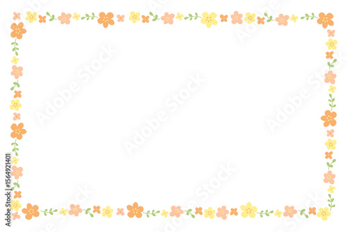 かわいいお花のフレームイラスト　黄色