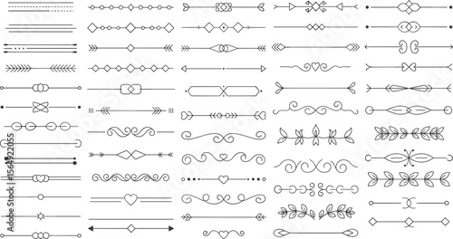 Elegant decorative dividers, ornate line separators, vintage flourish designs, whimsical borders, and charming embellishments for creative projects,