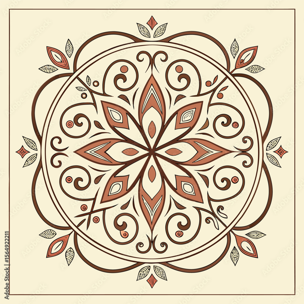 Fototapeta premium vintage mandala with Floral Geometric Patterns in Earth Tones boho mandala classic retro mandala decor art abstract floral design