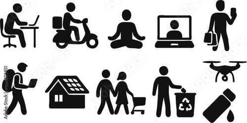 Modern Lifestyle Icons Work, Travel, Sustainability, and Mindfulness