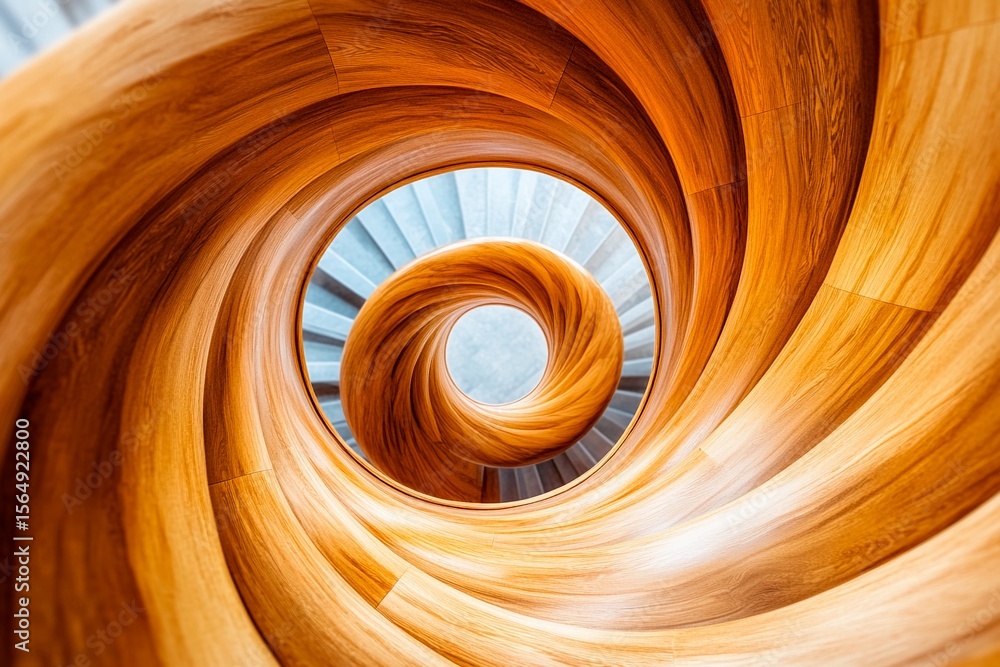 Naklejka premium Spiral staircase leads to unknown depths with intricate design and endless twists