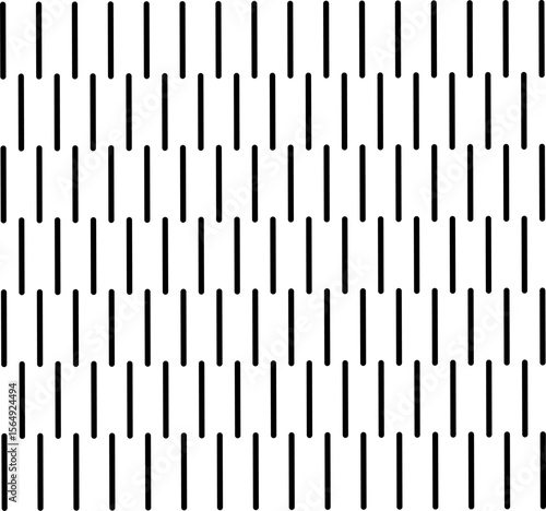 Minimalist black and white pattern featuring evenly spaced short vertical lines. A clean, modern design ideal for digital backgrounds, textiles, and abstract art.