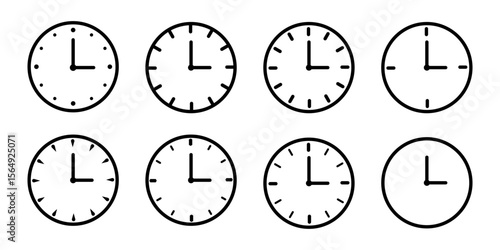 Vector illustration of Clock icon set isolated on transparent background