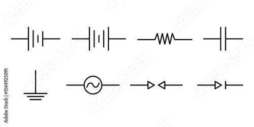 Vector illustration of Circuit icon set isolated on transparent background