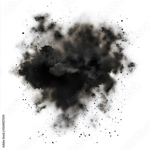 black dust explosion Vector illustration. isolated on white background, detailed, high resolution, professional photograph - generated AI