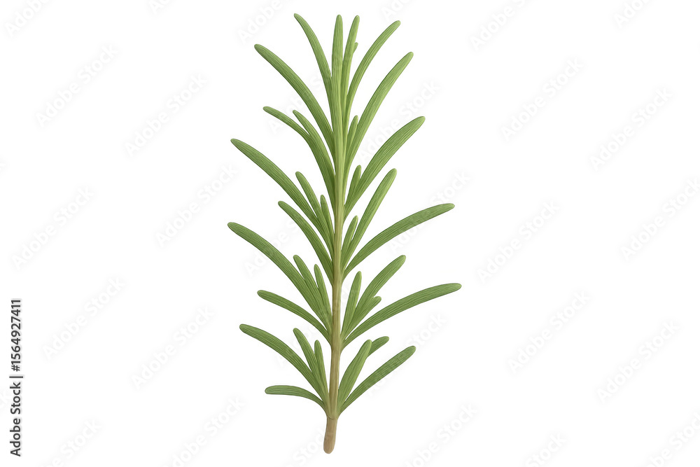 Fototapeta premium Realistic 3d rendering of a sprig of fresh rosemary, isolated on a transparent background, perfect for food and cooking projects