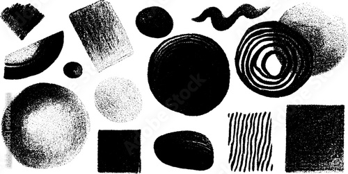 Collection of black outline abstract shapes for modern design projects