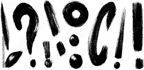 Artistic collection of hand-painted typographic punctuation marks for creative design
