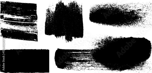 Collection of abstract grunge textures with rough black brushstroke designs for artistic projects