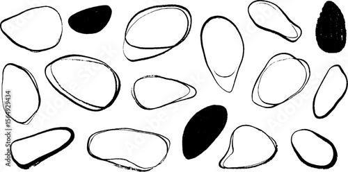 Abstract organic stone and pebble outlines for nature inspired designs