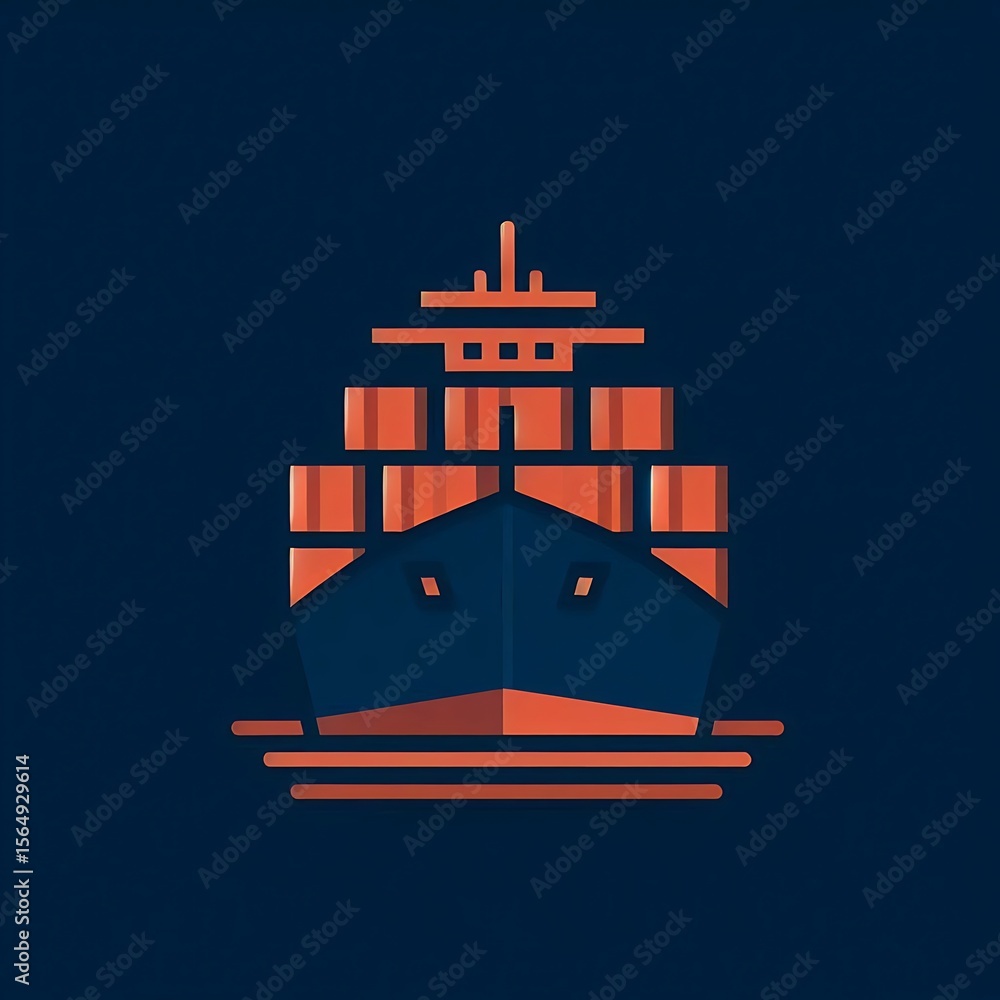 Obraz premium Simplified Maritime Cargo Ship Art