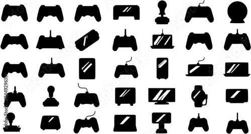 video game controller icons. joy stick icon set. game console icon flat symbol. vector illustration on transparent background.
