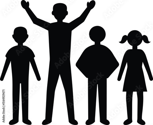 Celebrating Family Unity A Silhouette Illustration of a Happy Family