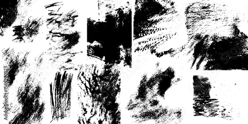 Artistic charcoal sketch collection featuring rough pencil texture elements for creative design