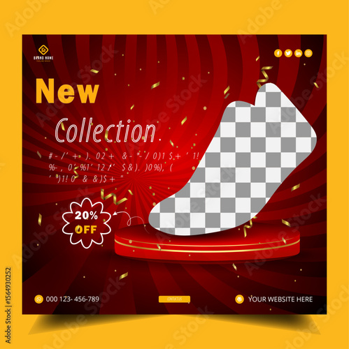 New arrival season special brand Shoe collection sale instagram web advertising post And social media post template design