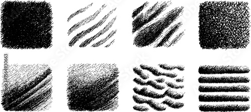 Collection of black pen hatch textures for artistic design and sketching