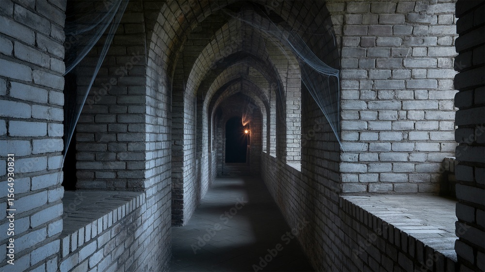 Obraz premium Mysterious Brick Corridor with Intriguing Light