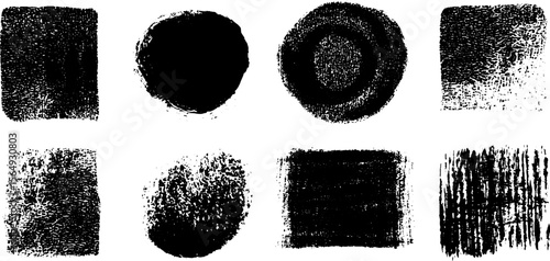 Black stamp style textures collection for creative graphic design projects
