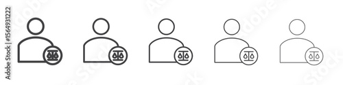 Attorney in law icon Line graphics illustration symbol