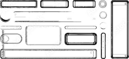 Technical interface design elements set for user interface development