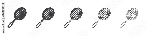 Badminton racquet icon Line graphics illustration symbol