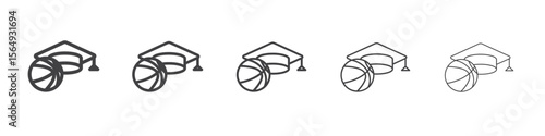 Basketball training icon Line graphics illustration symbol