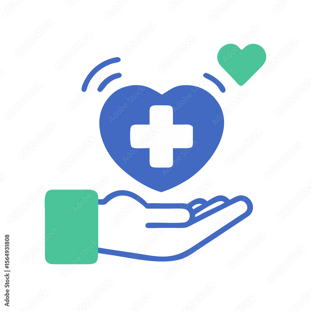 Obraz premium Heart with cross and hand symbolizing healthcare support