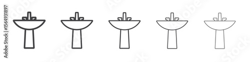 Bathroom sink icon Line graphics illustration symbol