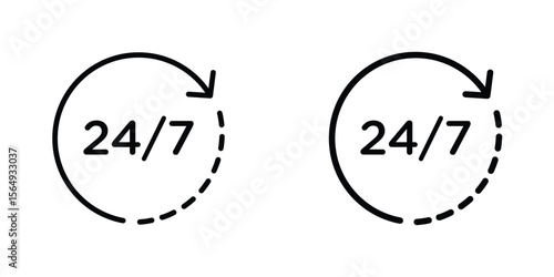 24 7 icon design collection. Vector sign and symbol for UI designs