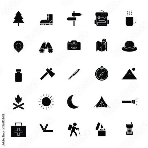 outdoor solid icon set