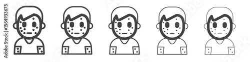 Boy chicken pox icon Line graphics illustration symbol