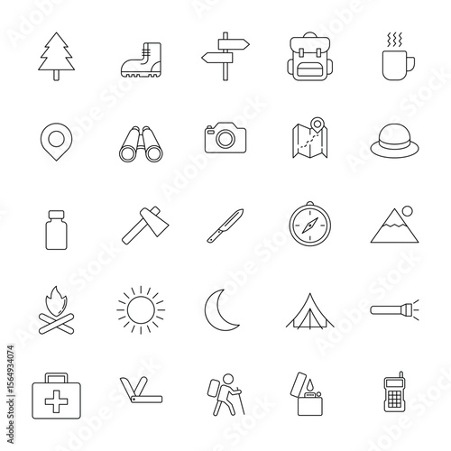 outdoor line icon set