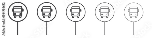 Bus sign icon Line graphics illustration symbol