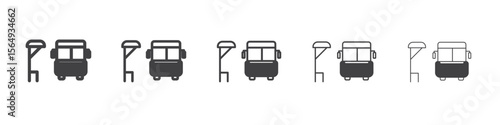 Bus stop stand icon Line graphics illustration symbol