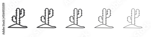 Cactus icon Line graphics illustration symbol