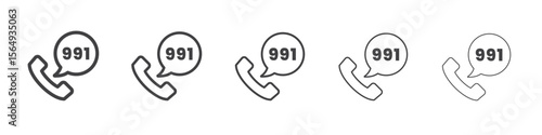 Call 911 phone number icon Line graphics illustration symbol