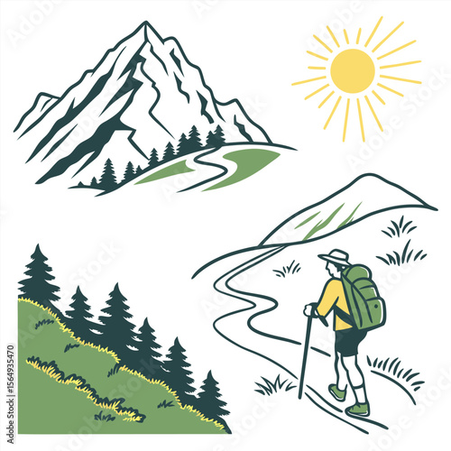 vector illustration of a mountain landscape , ai generator