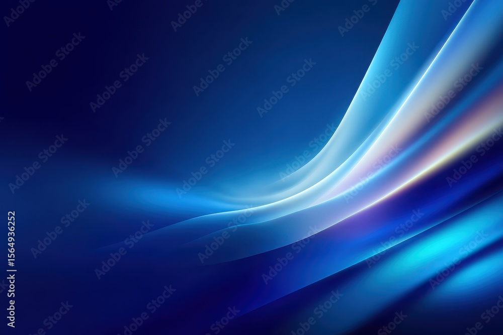 Naklejka premium Abstract blue background with flowing white light wave effect