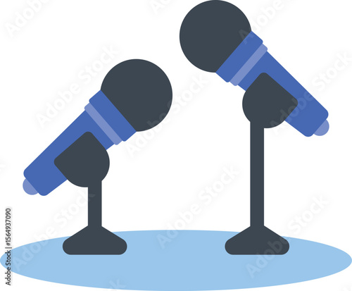 Illustration of standing microphone. Suitable for interviews, podcasts, public speaking, or live recordings.