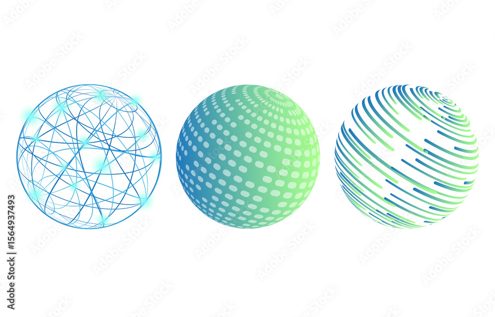 Fototapeta premium Set of globe design element with creative modern idea. Technology Point. Digital Globe And Cyber Connectivity.