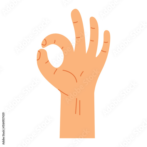 Hand Making OK Sign Gesture Illustration