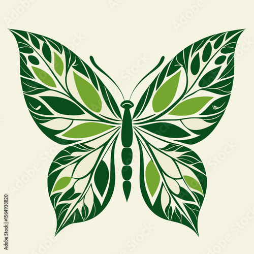 butterfly made of leaves vector illustration