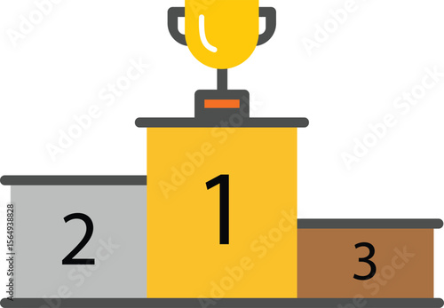 Podium with 1st 2nd 3rd Positions and Trophy – Flat Vector Leaderboard Illustration