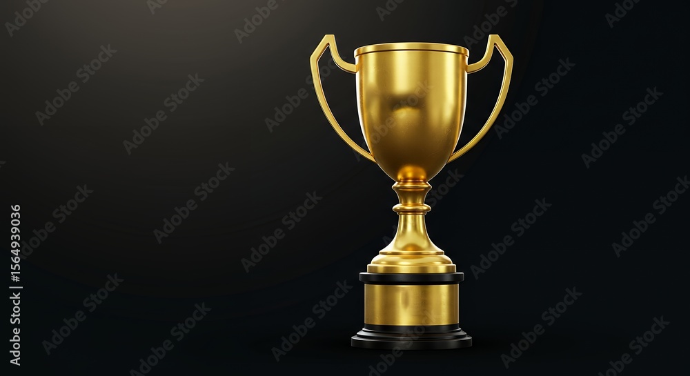 Golden trophy on black background Golden trophy on black background